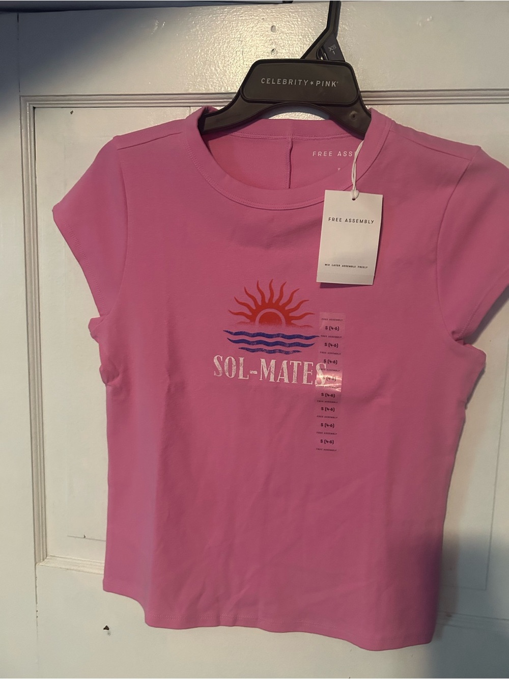 Free People Pink 'Sol-Mates' Graphic Short Sleeve Tee